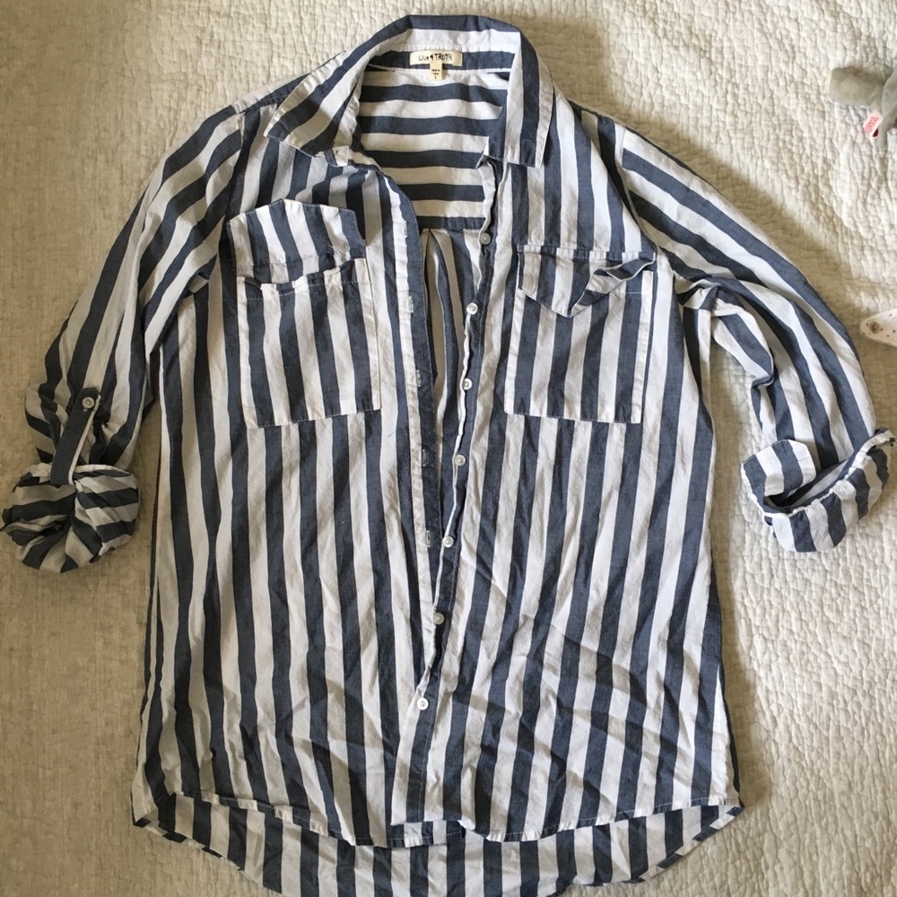 Live 4 Truth women’s blue and white striped shirt